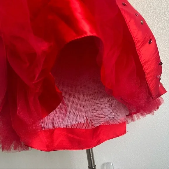 NWT MayQueen Couture USA MQ578 Red Strapless Sparkly Mini Prom Dress - Size 16 - Picture 14 of 15